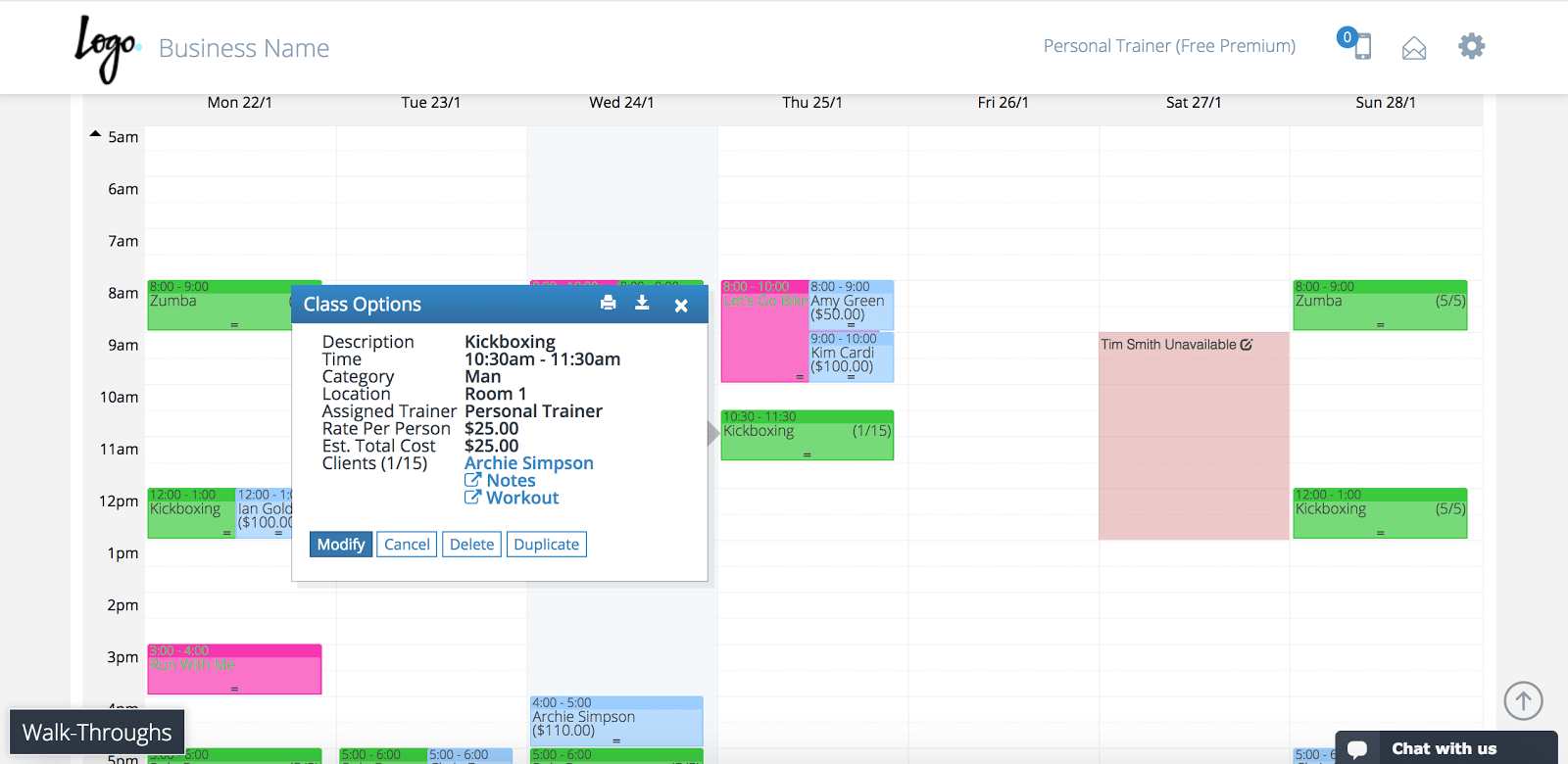 PTminder Add Client to Class