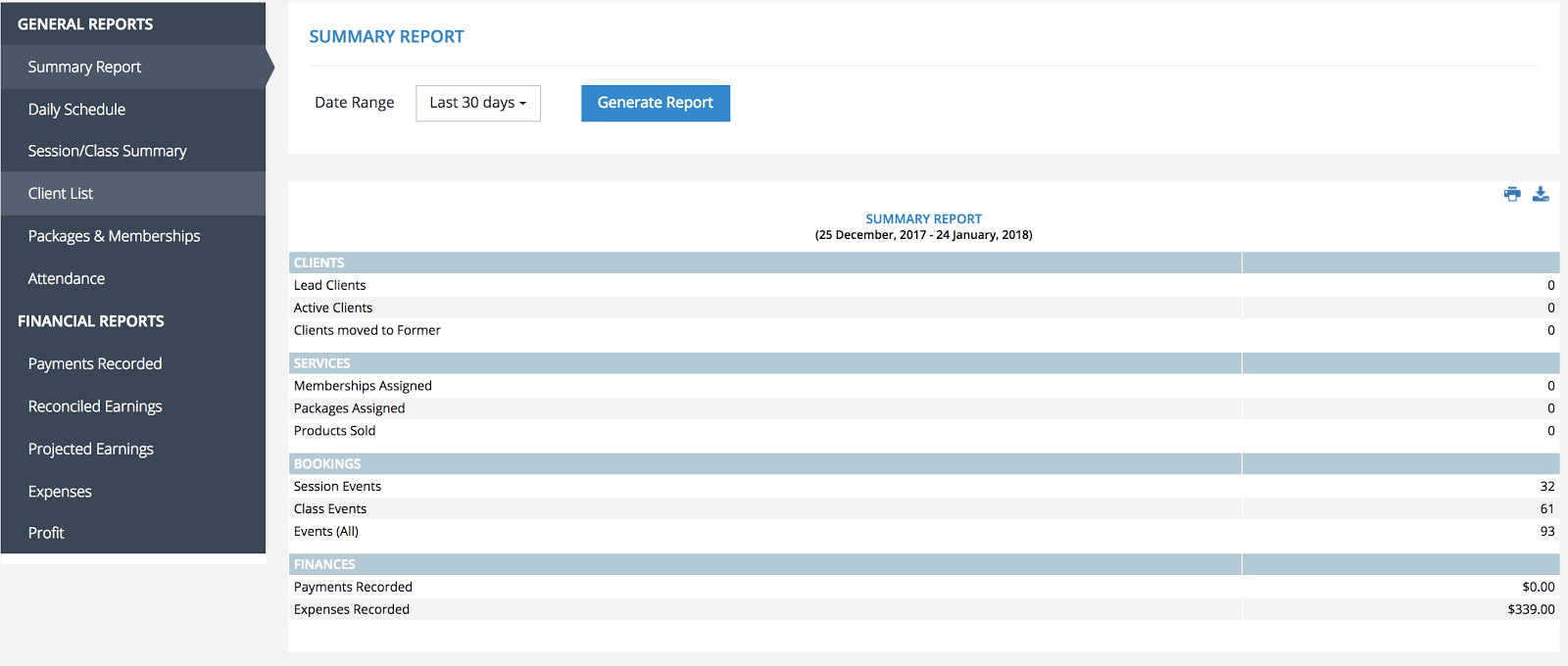 PTminder Summary Report