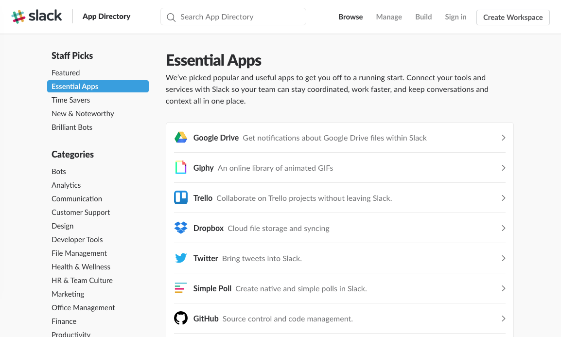 Slack review app directory