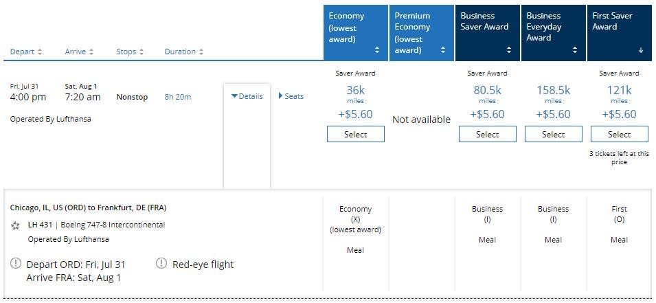 United lufthansa first award