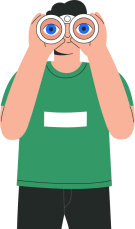 Man looking through binoculars