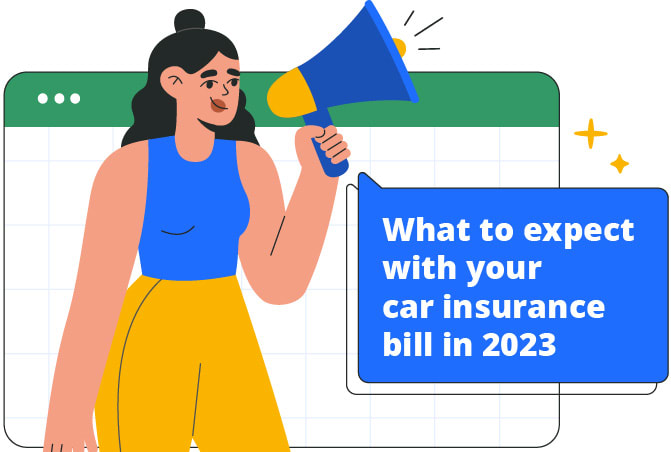 Woman announcing 2023 car insurance rate changes