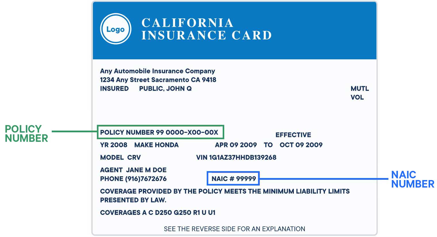 California insurance card