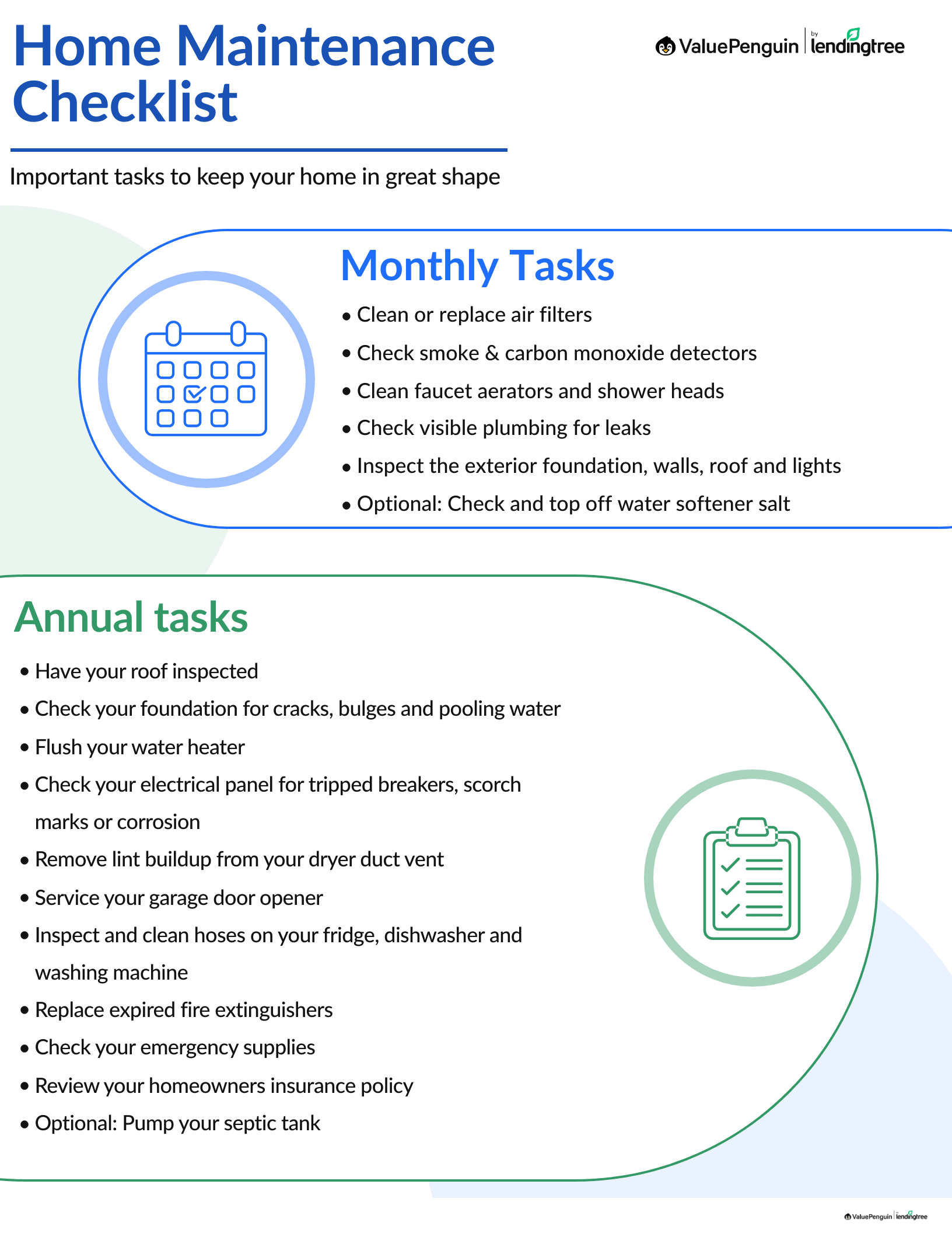 Printable home maintenance checklist page 1