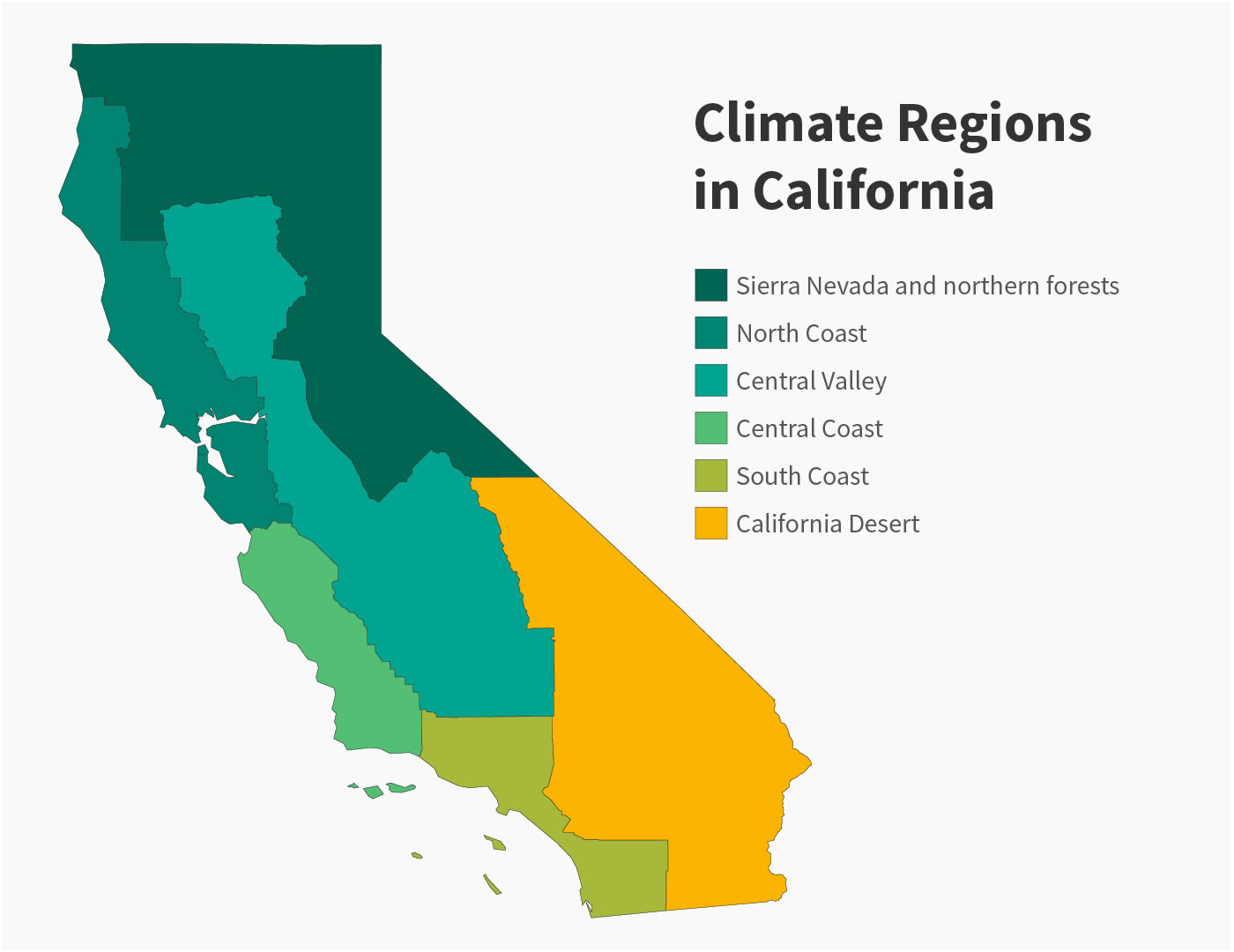 map of California's climate regions