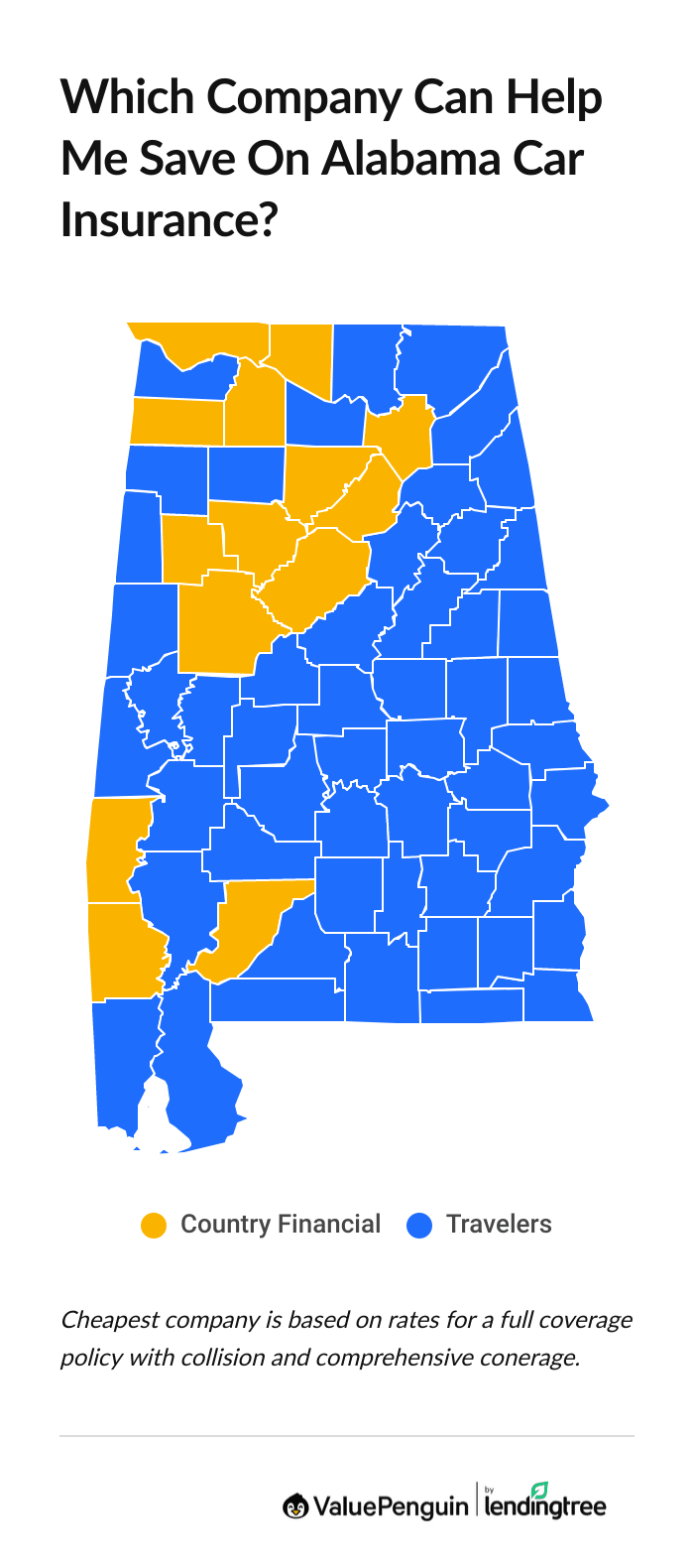 Cheapest Alabama car insurance by county
