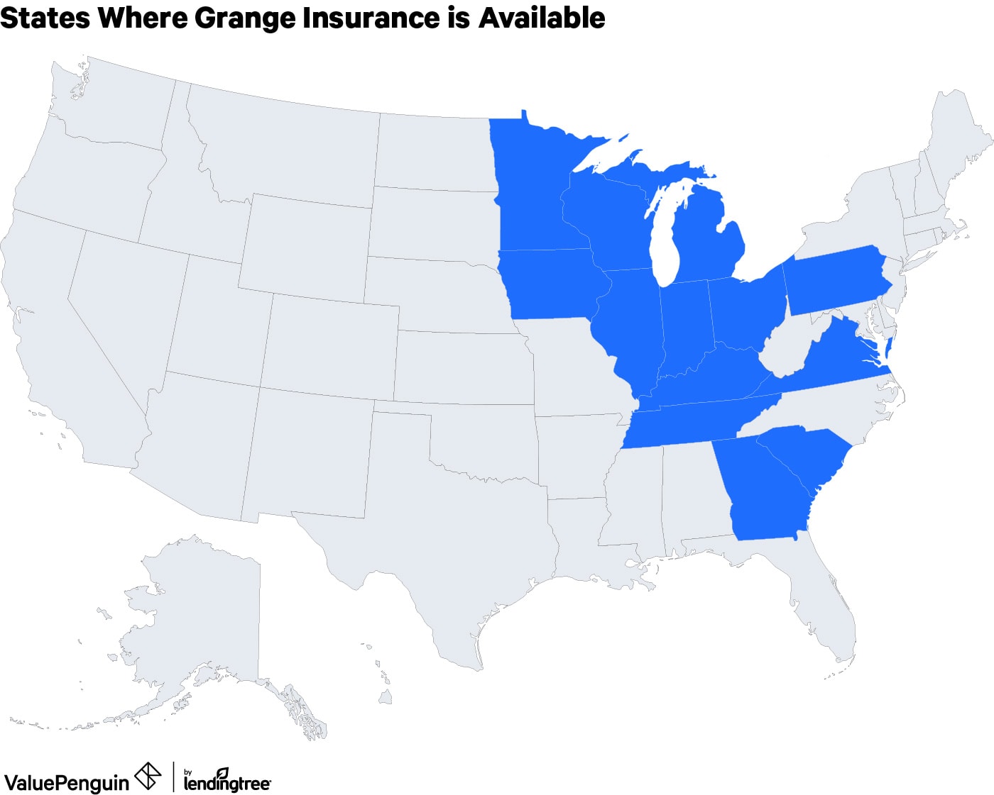 Map of the thirteen states Grange seels insurance