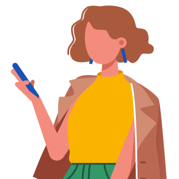 illustration of woman looking at her phone