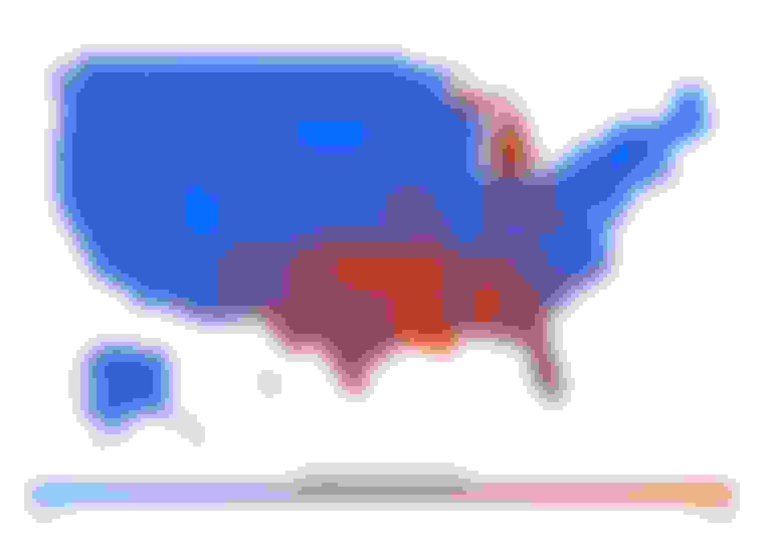 Heat map showing average annual renters insurance rates across the country