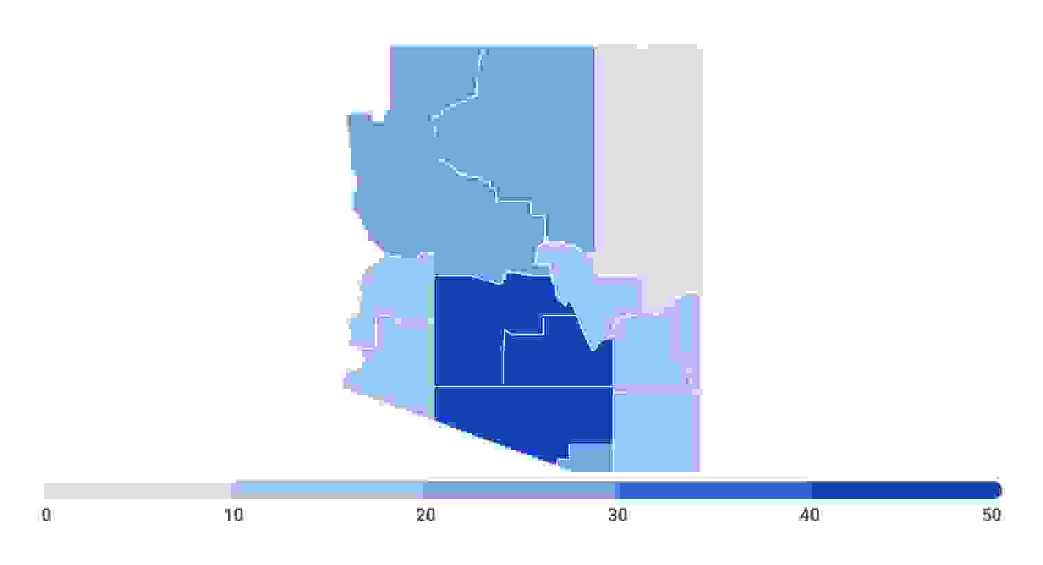 The number of Medicare Advantage plans available in each Arizona county