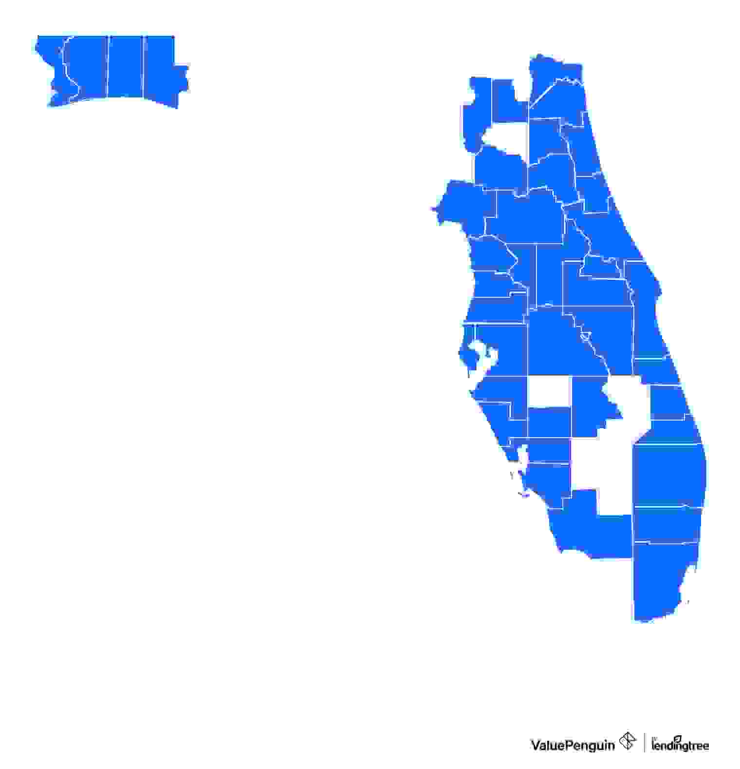 Map showing Florida counties where Aetna sells Medicare Advantage plans