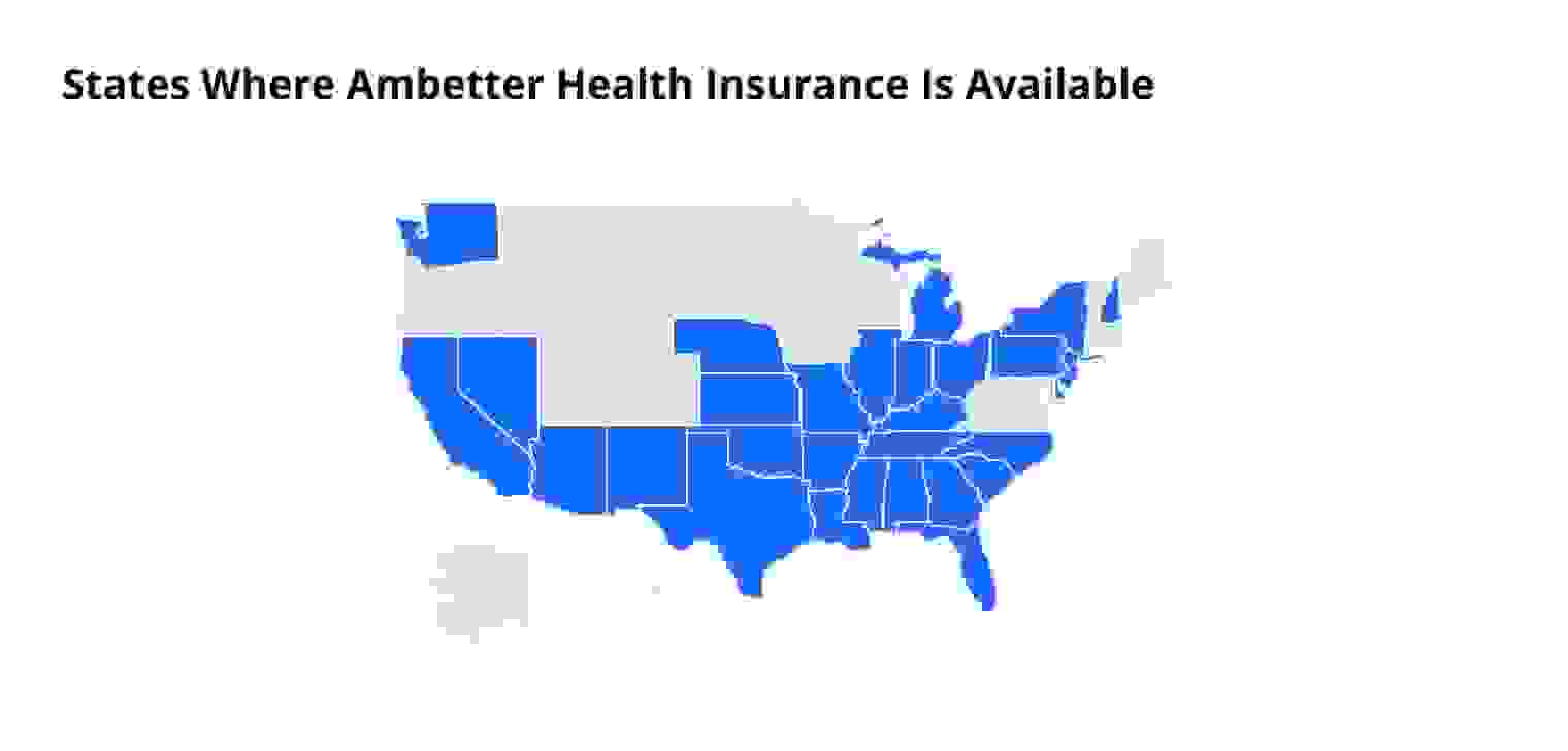 A map showing the states where Ambetter sells health insurance