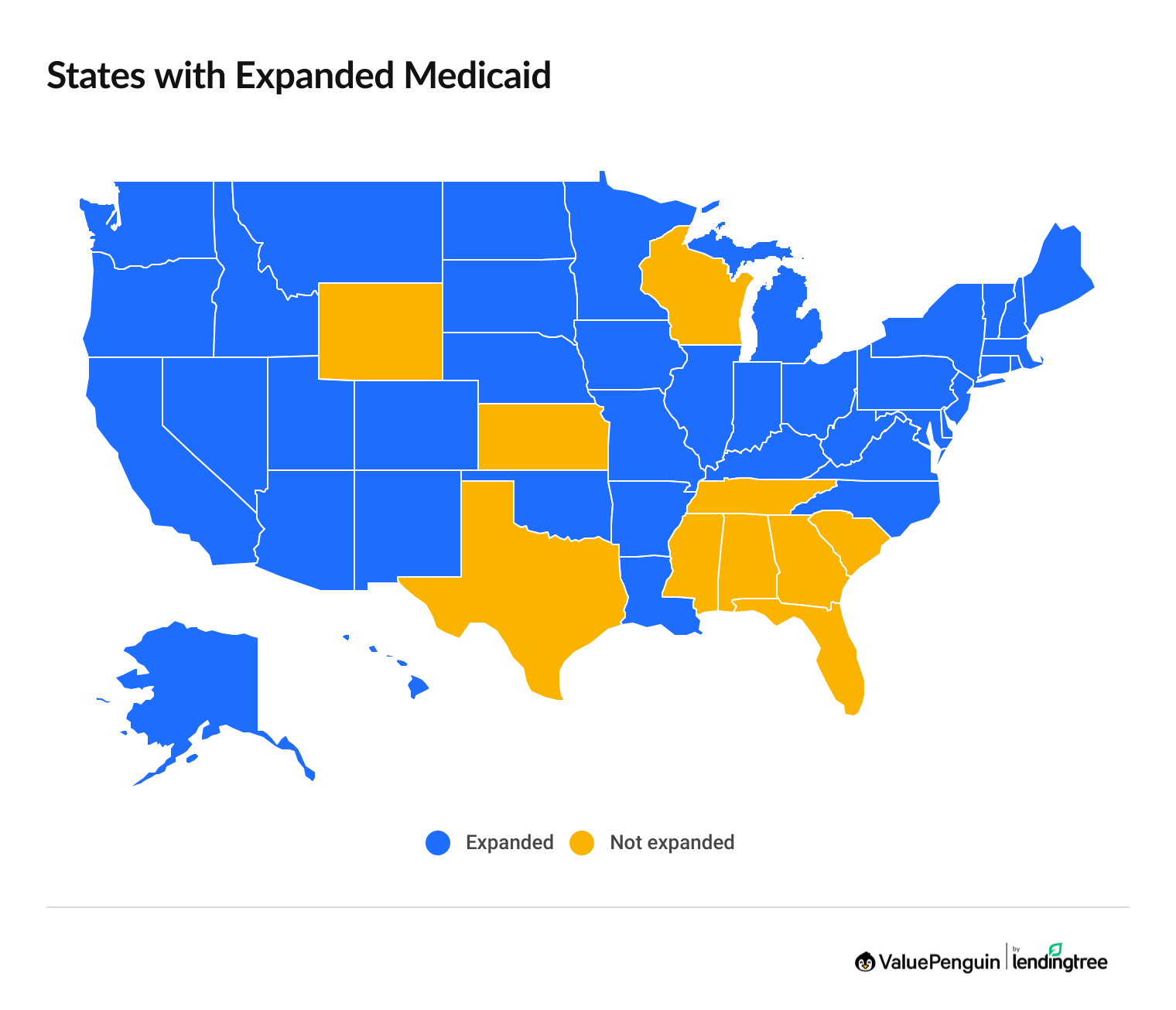 Map of states that have expanded Medicaid