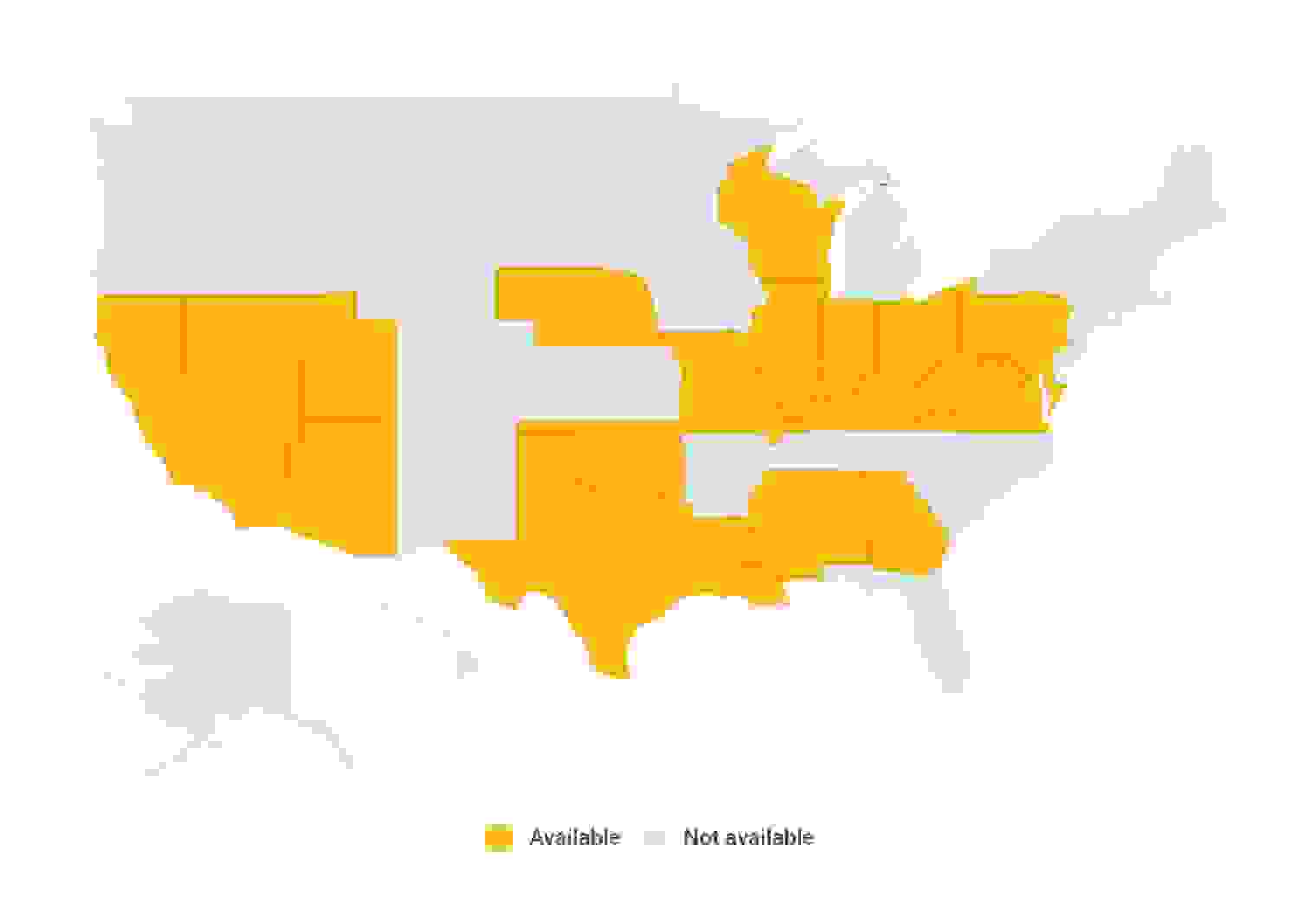 Map showing Clearcover insurance availability