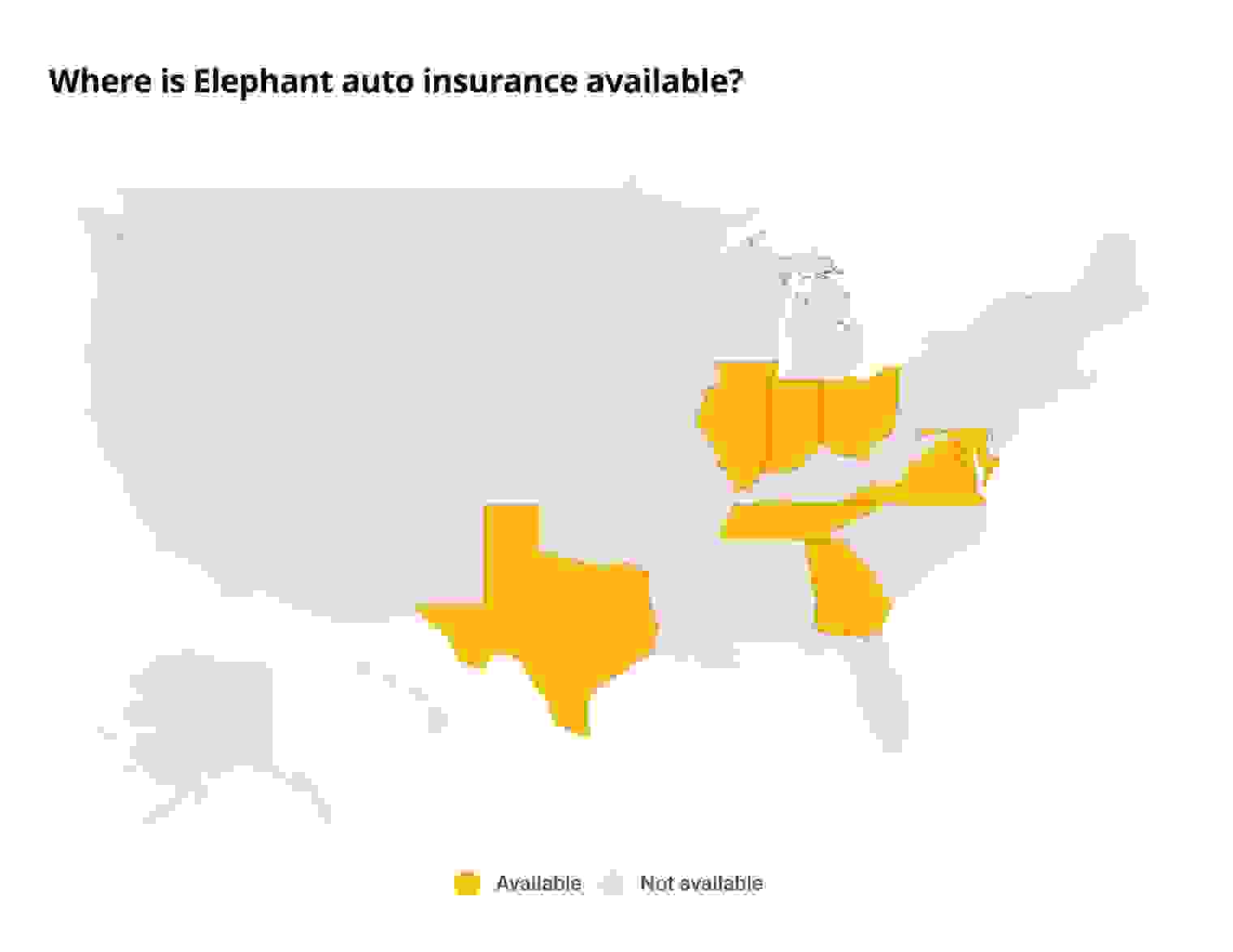 map of Elephant Insurance availability