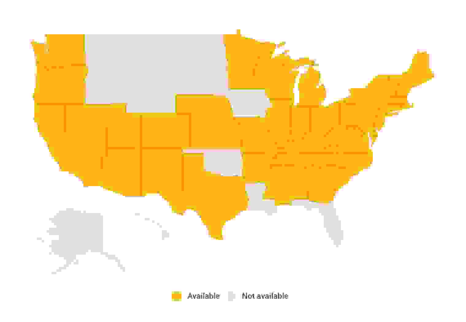 Map showing Hippo home insurance availability by state