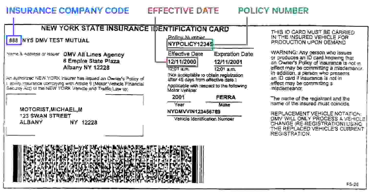 New York insurance card