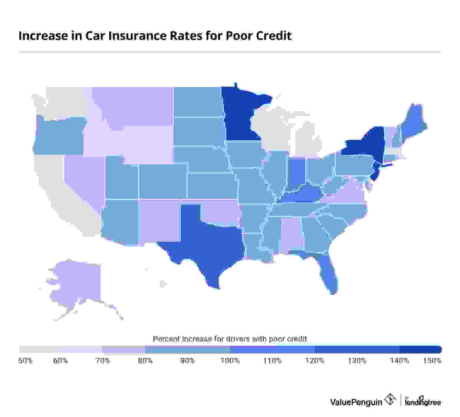 Increase in car insurance rates for poor credit by state