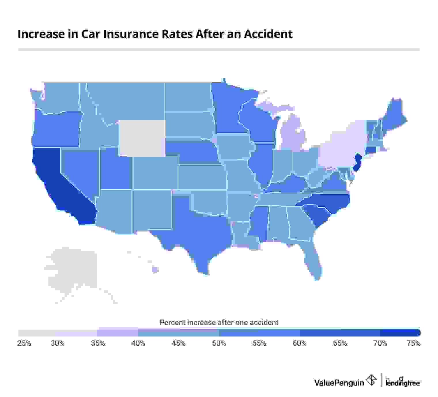 Increase in car insurance rates after an accident by state
