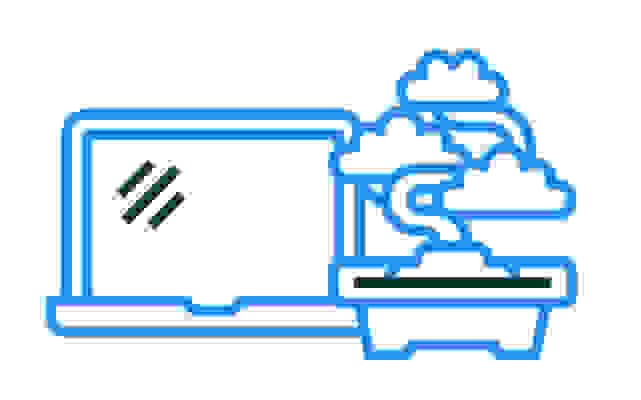 illustration of personal laptop and bonsai tree