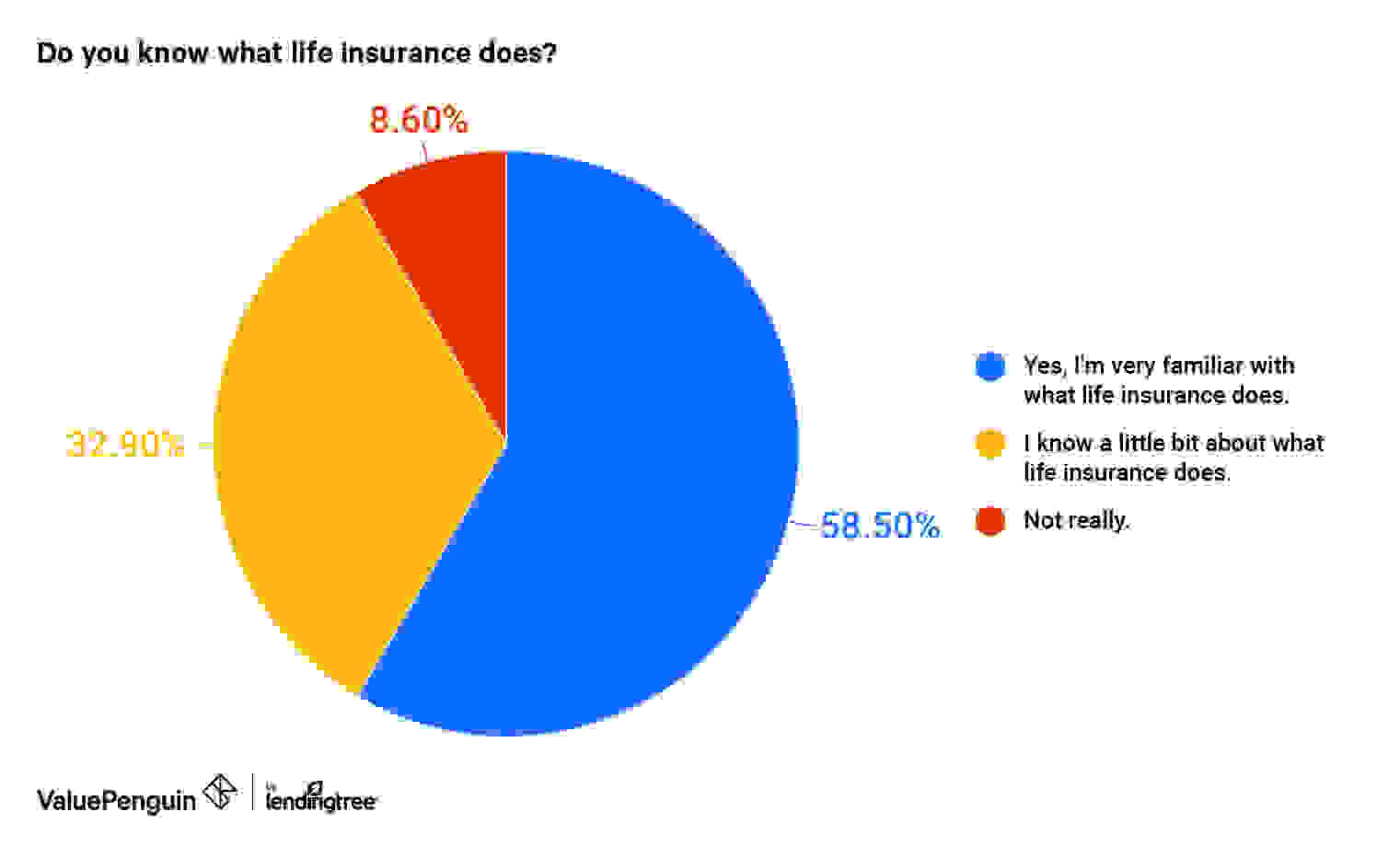 Pie chart of consumer responses about how well they understand life insurance