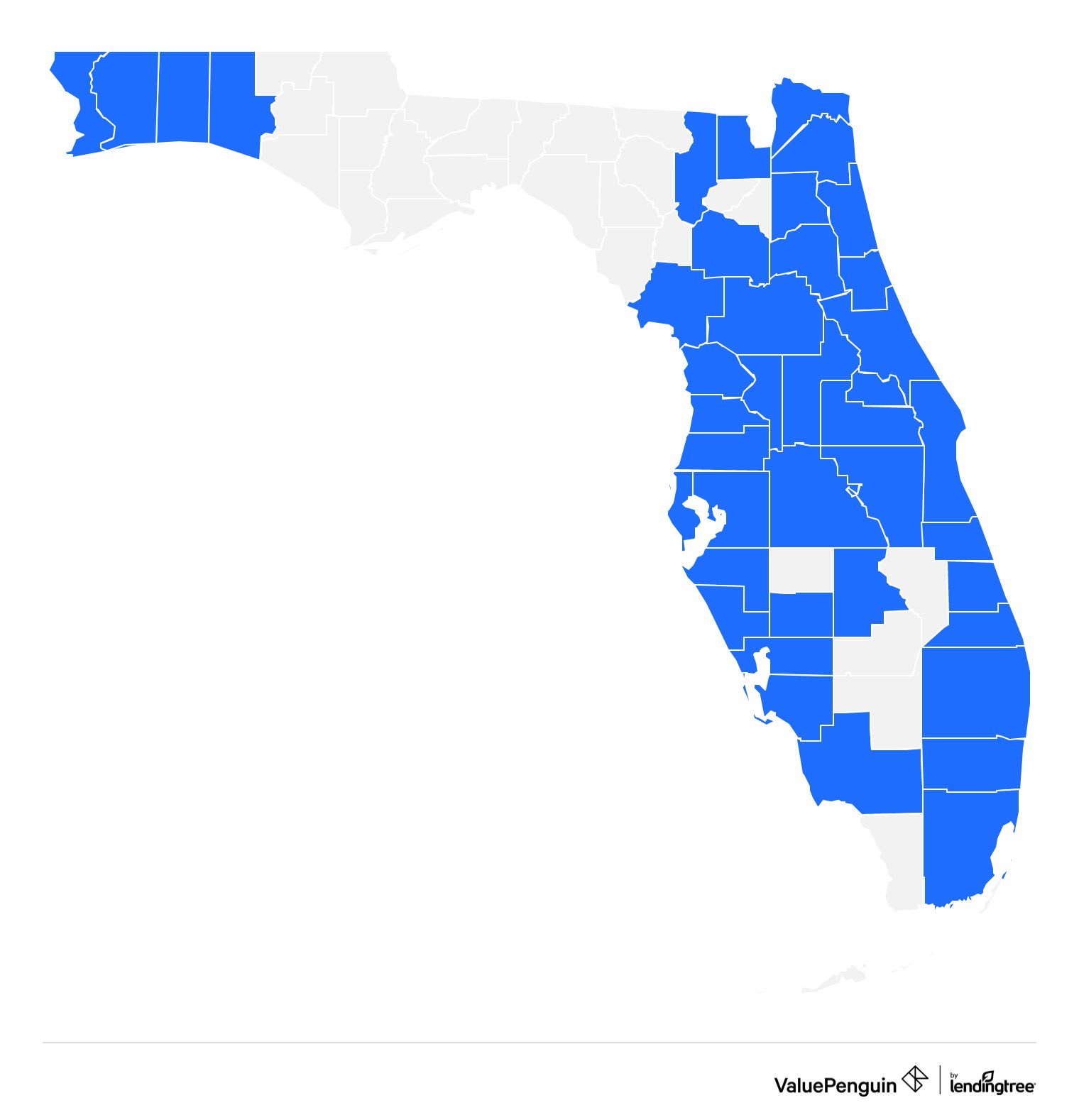 Map showing Florida counties where Aetna sells Medicare Advantage plans