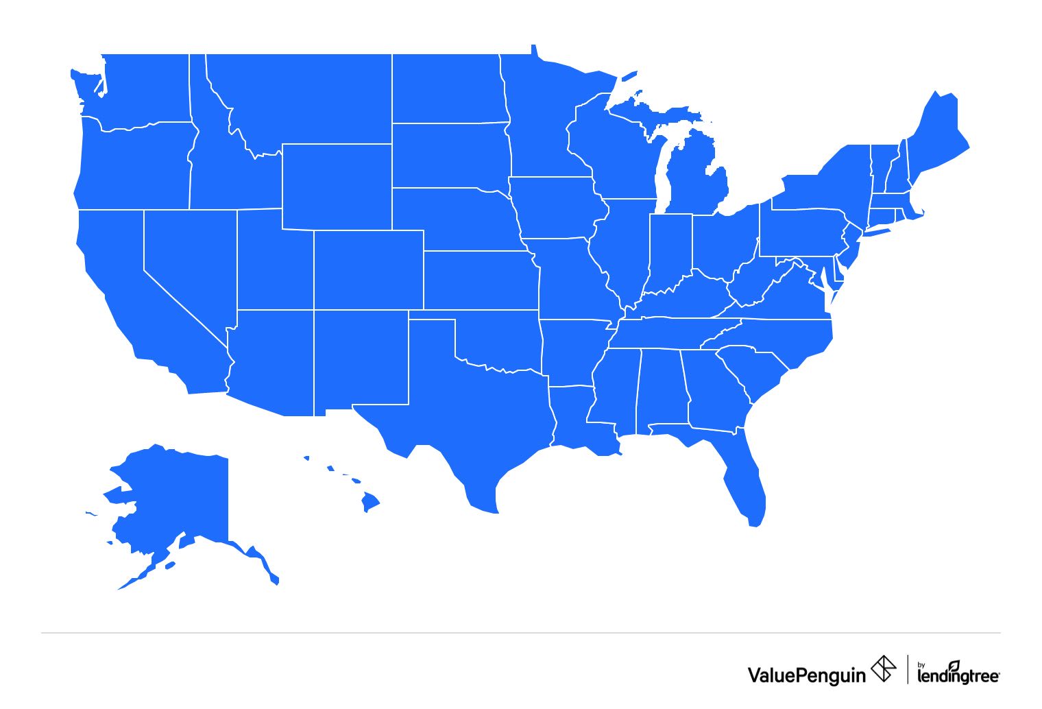 Map showing where Blue Cross Blue Shield sells marketplace plans
