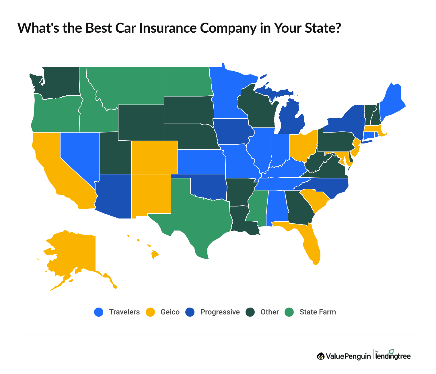 Map of the best car insurance companies by state