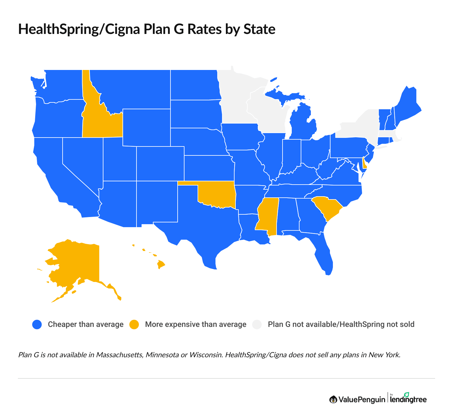 Cost for Plan G from Cigna by state