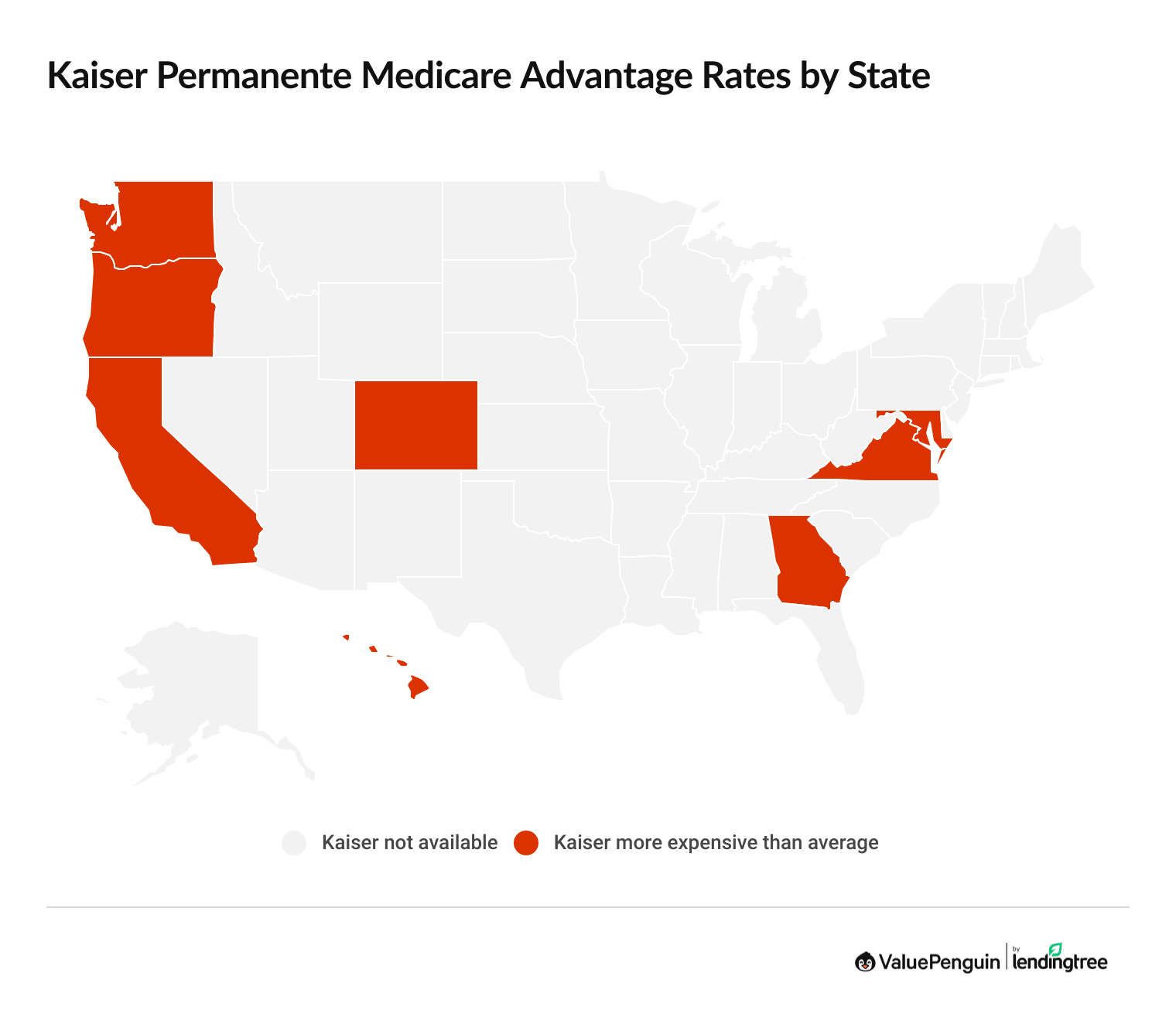 Graph showing the cost of Kaiser Permanente Medicare Advantage plans by state