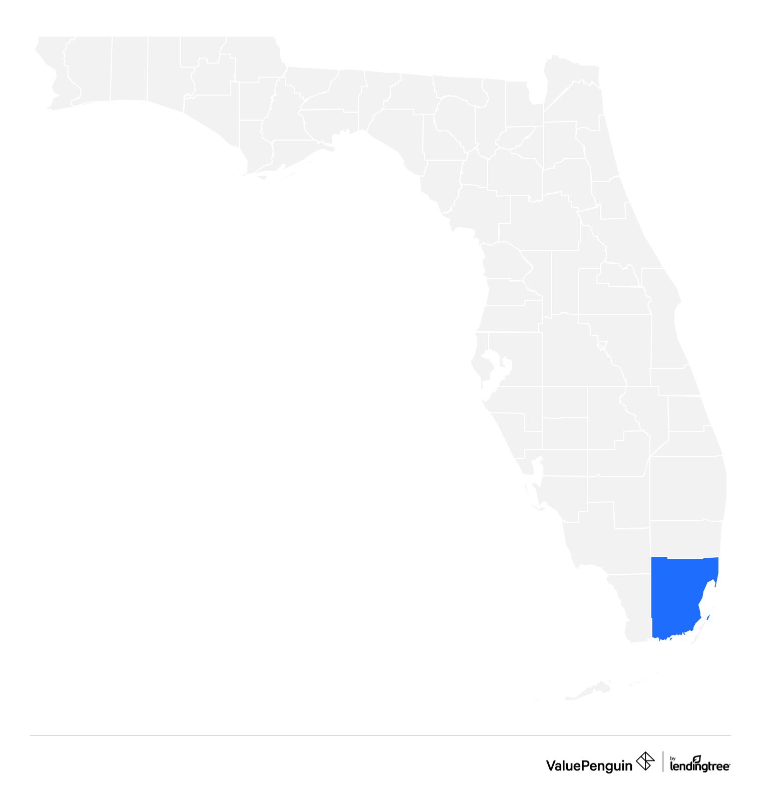 Map showing Florida counties where Leon sells Medicare Advantage plans