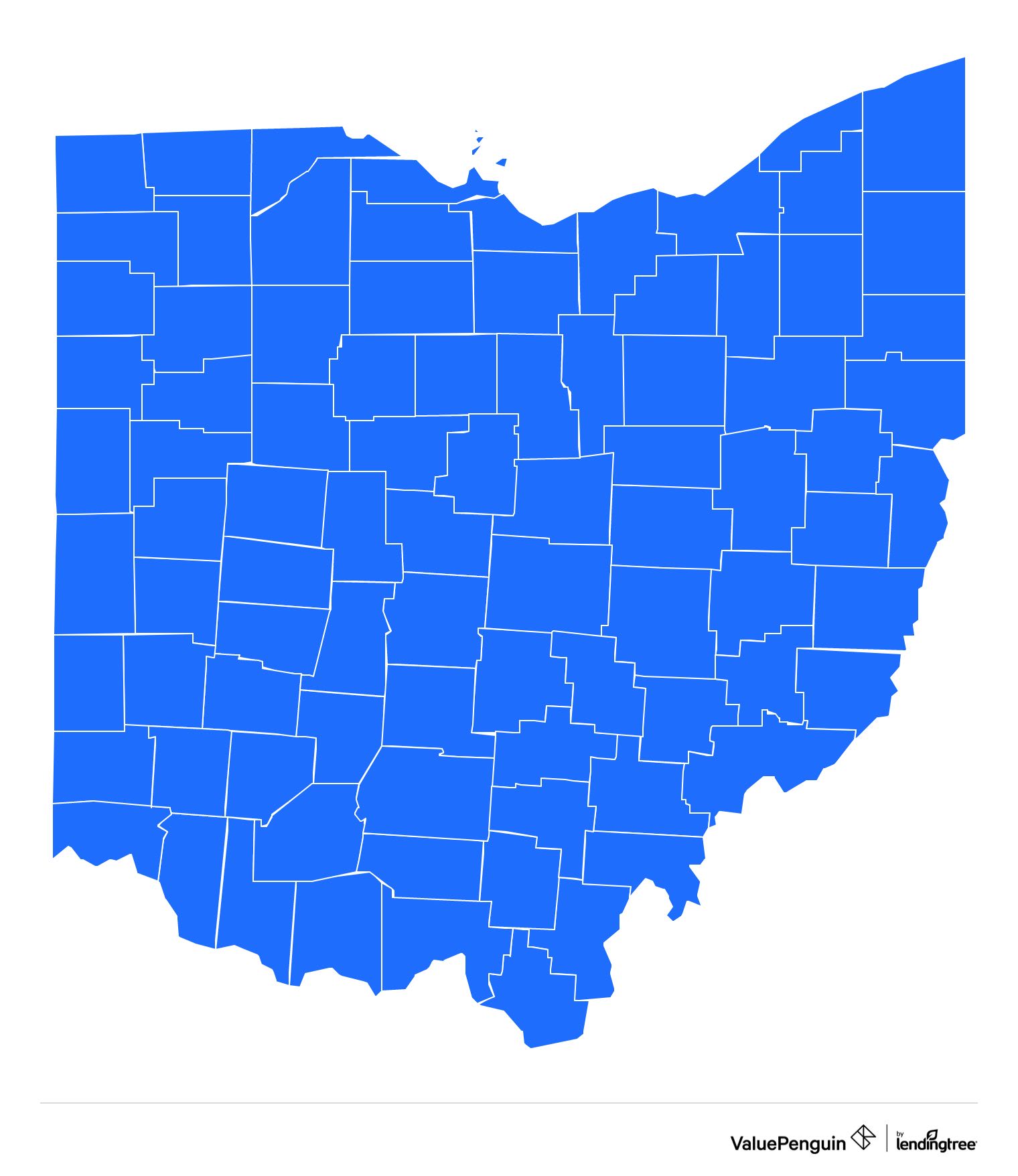 Map of Ohio showing where AARP/UnitedHealthcare sells Medicare Advantage plans