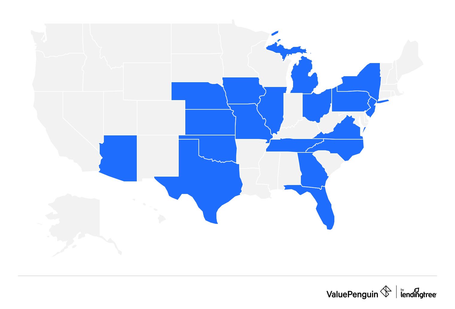 Graph showing where Oscar sells health insurance