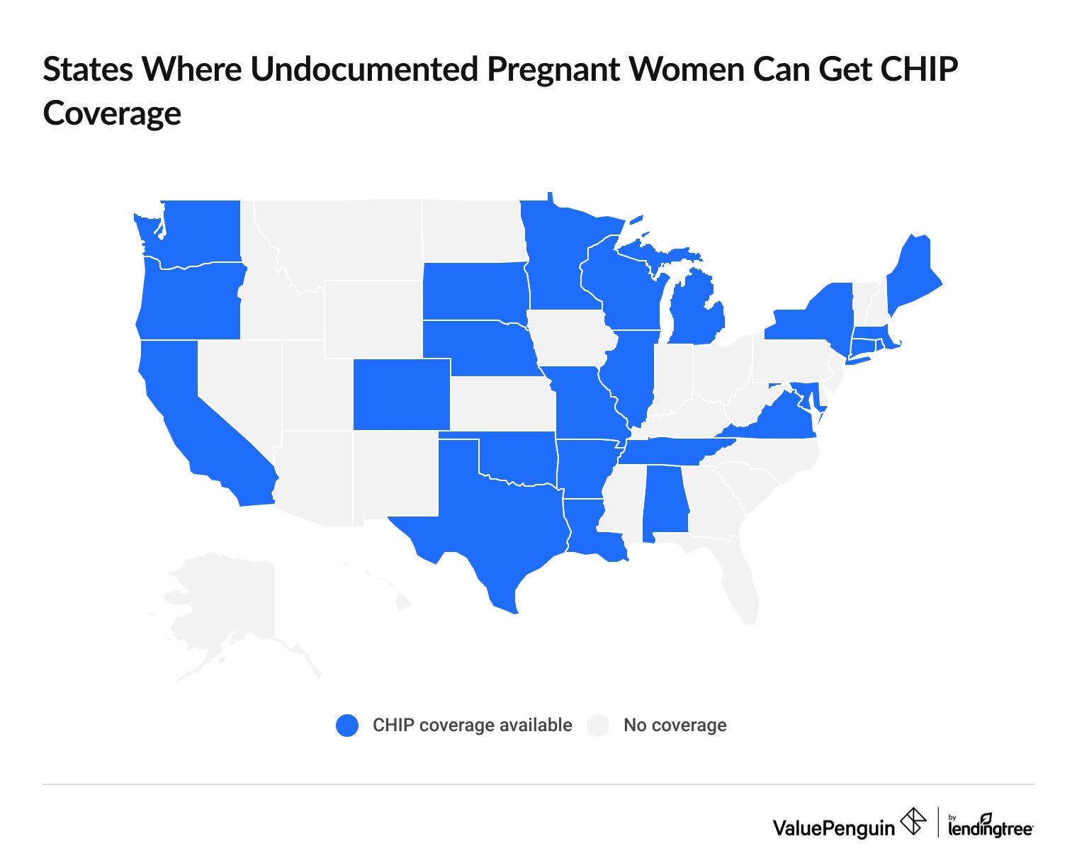 Map showing where pregnant women can get prenatal CHIP coverage