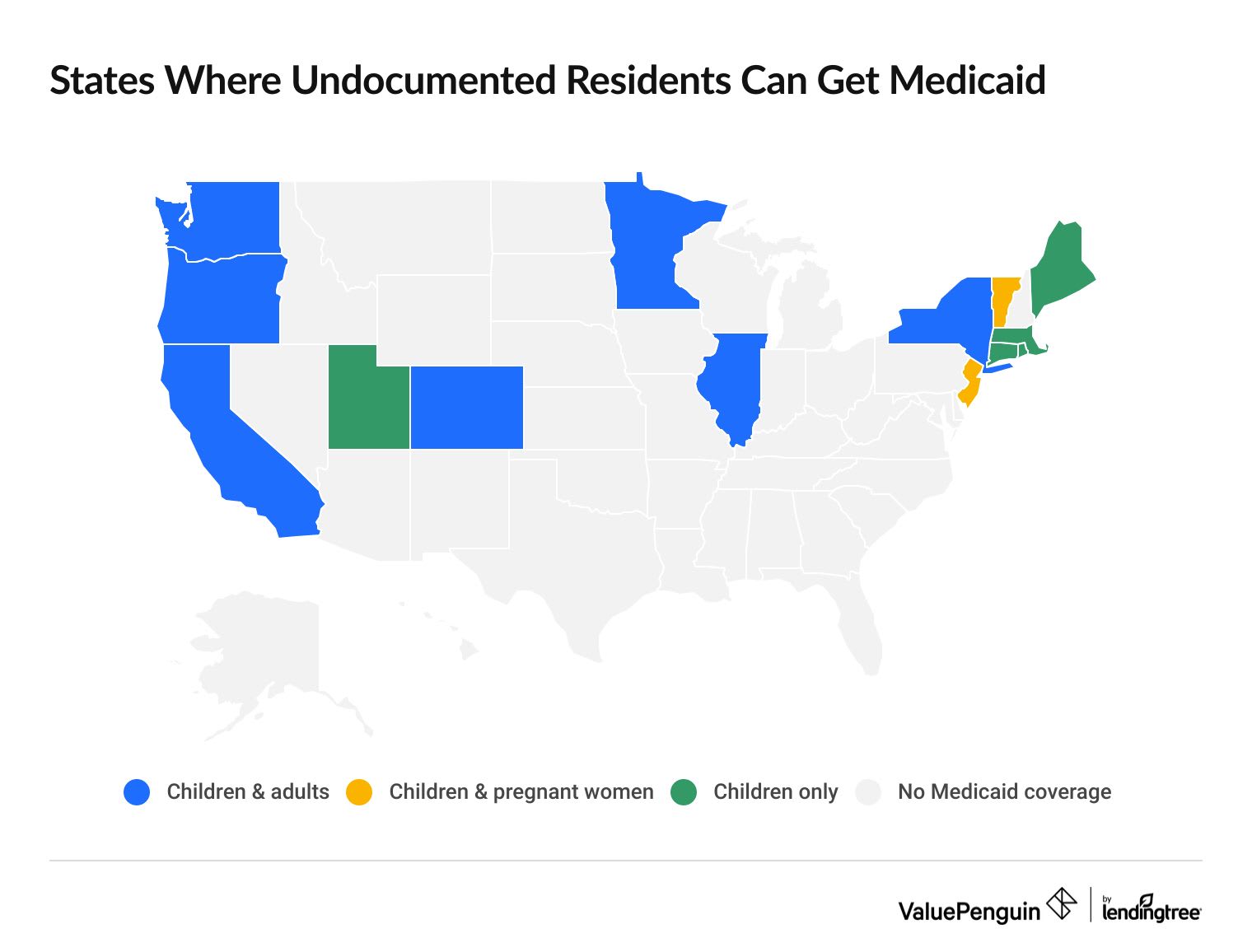Map showing where children, adults and pregnant women can get Medicaid