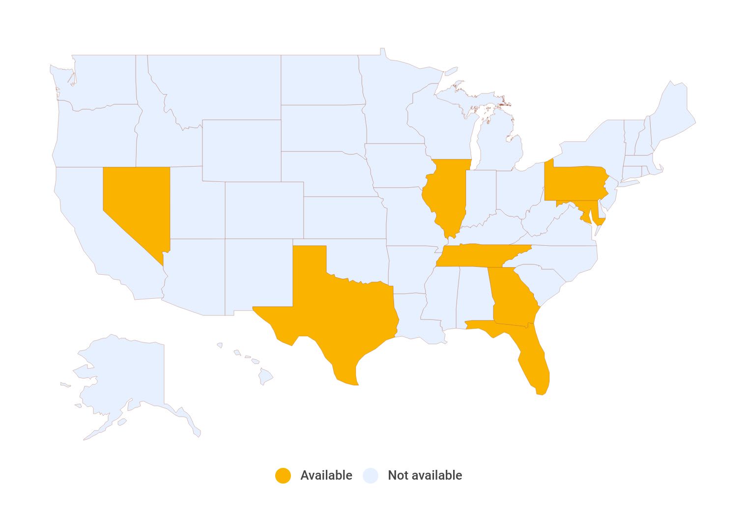 Map showing Buckle insurance availability by state
