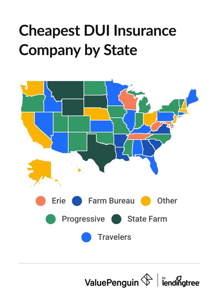 Cheap DUI car insurance rates by state