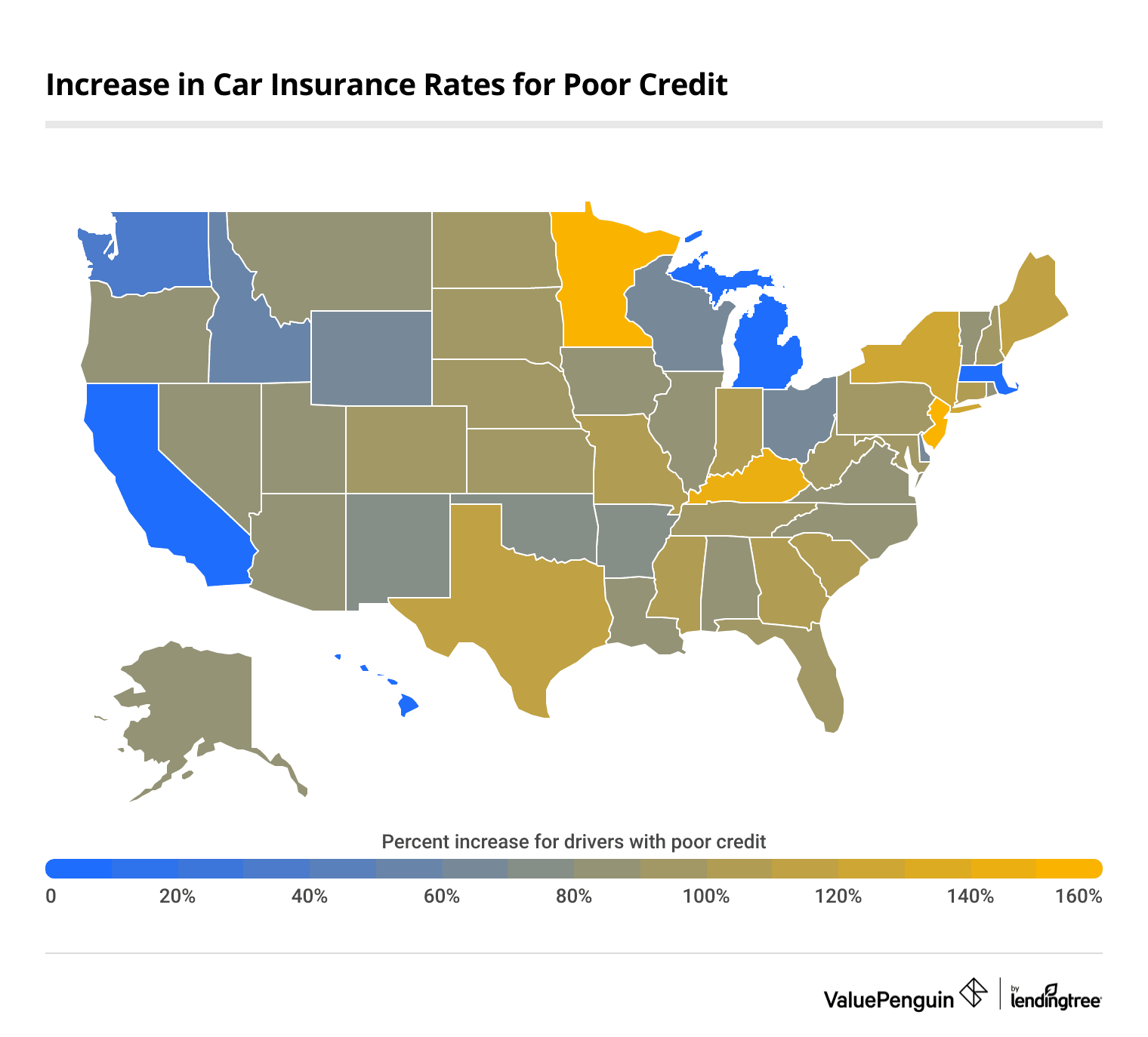 Increase in car insurance rates for poor credit by state