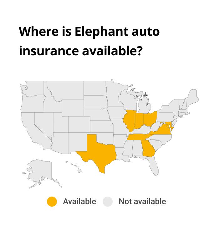 map of Elephant Insurance availability
