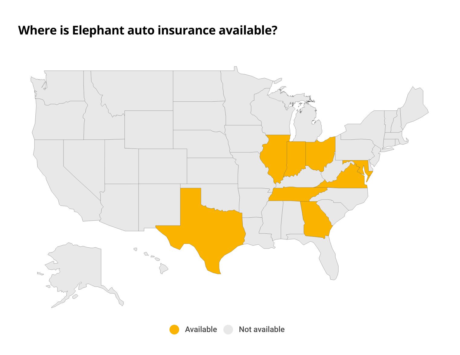 map of Elephant Insurance availability