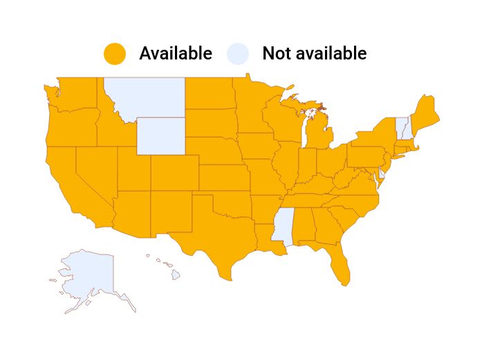 map of states where Esurance is available