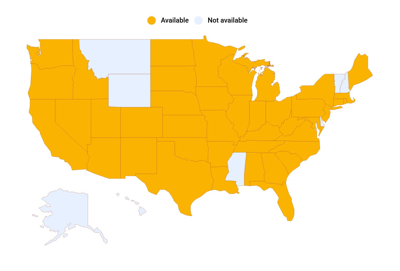 map of states where Esurance is available