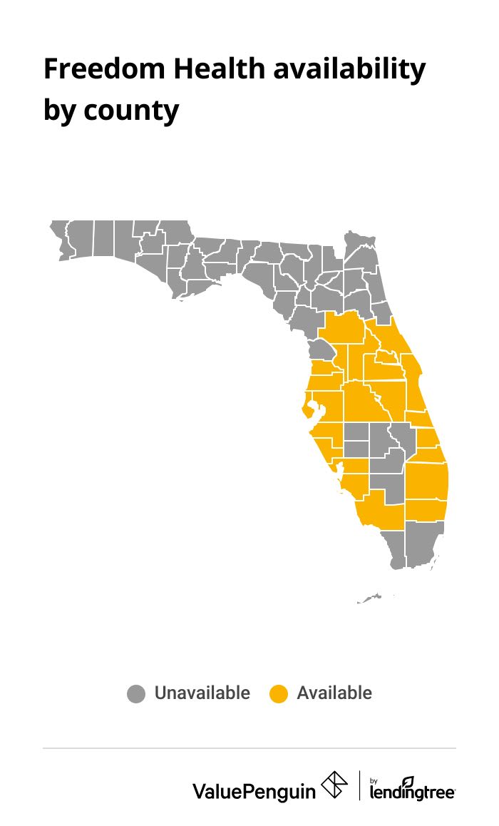 The graph shows where Freedom Health sells Medicare Advantage plans.