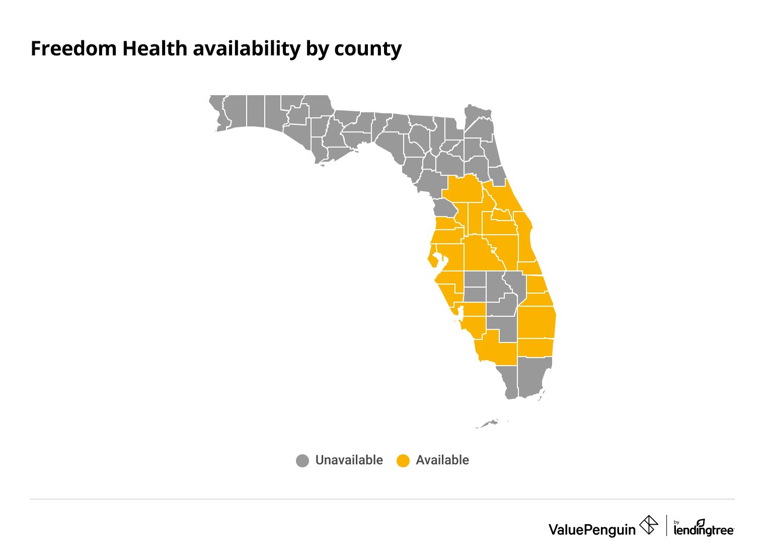 The graph shows where Freedom Health sells Medicare Advantage plans.