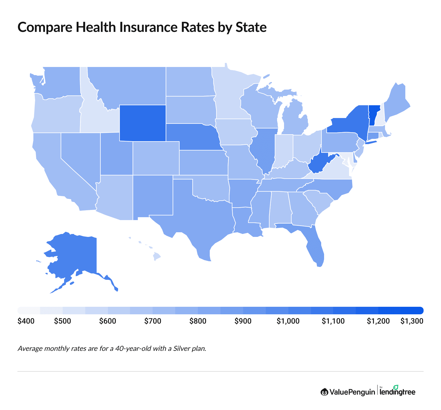 map of health insurance costs by state