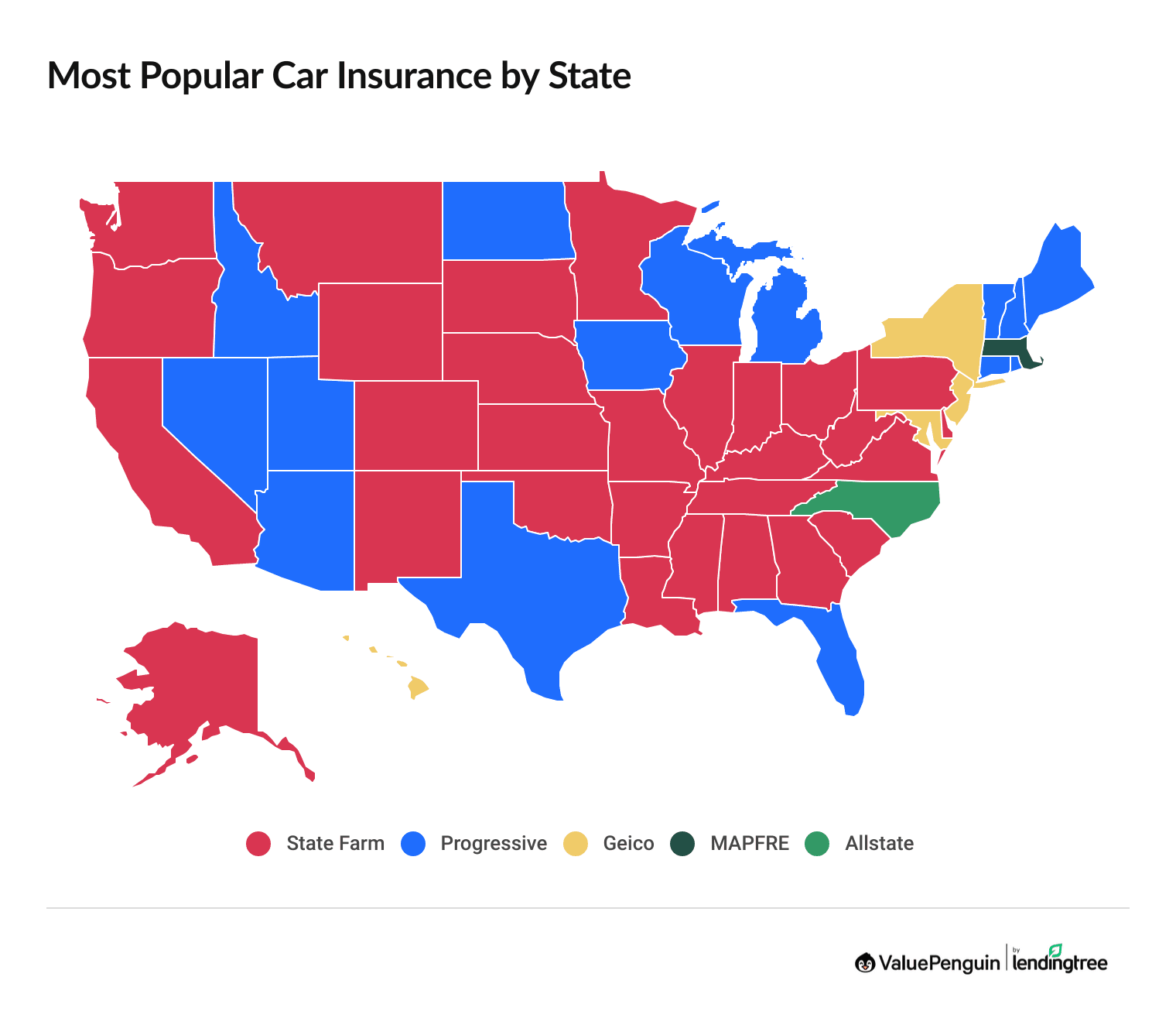Largest auto insurance companies in each state