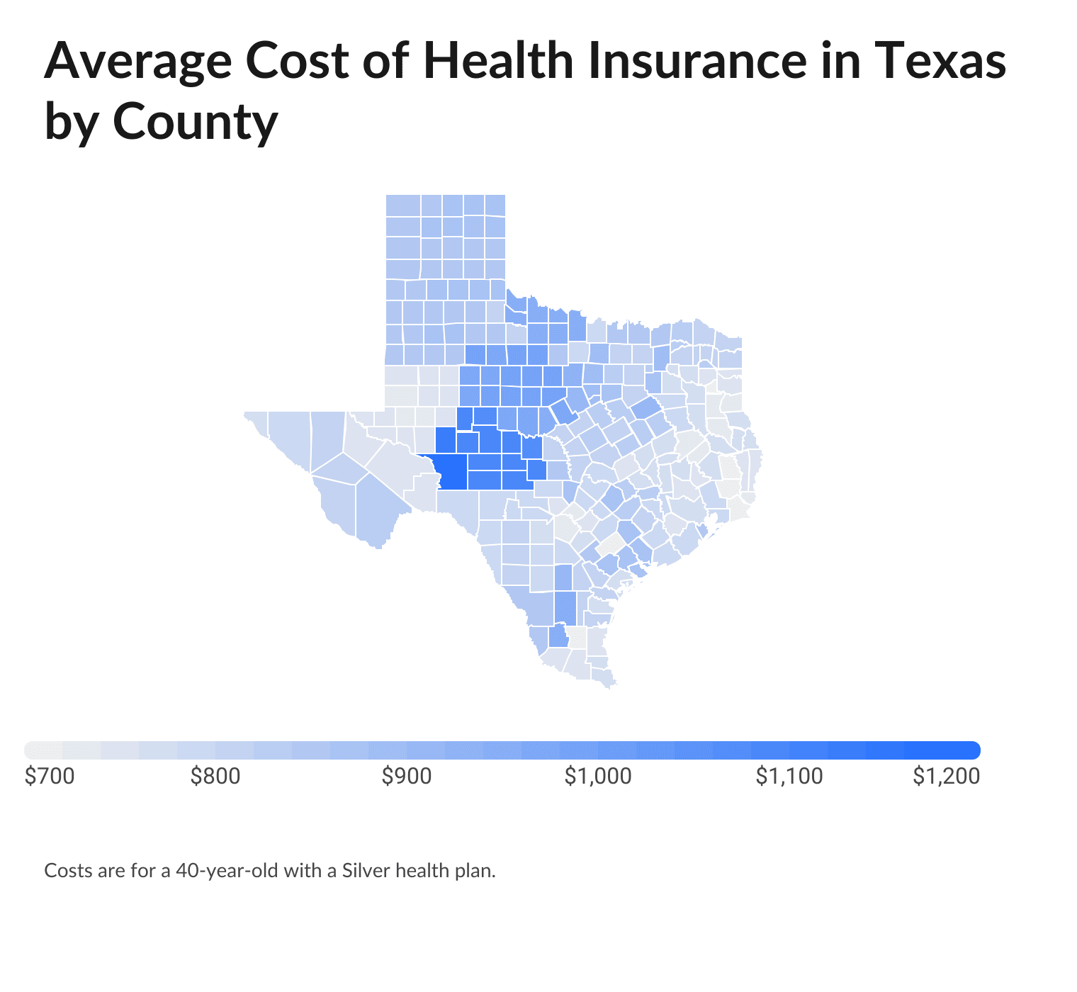 Health Insurance Rates by Texas County