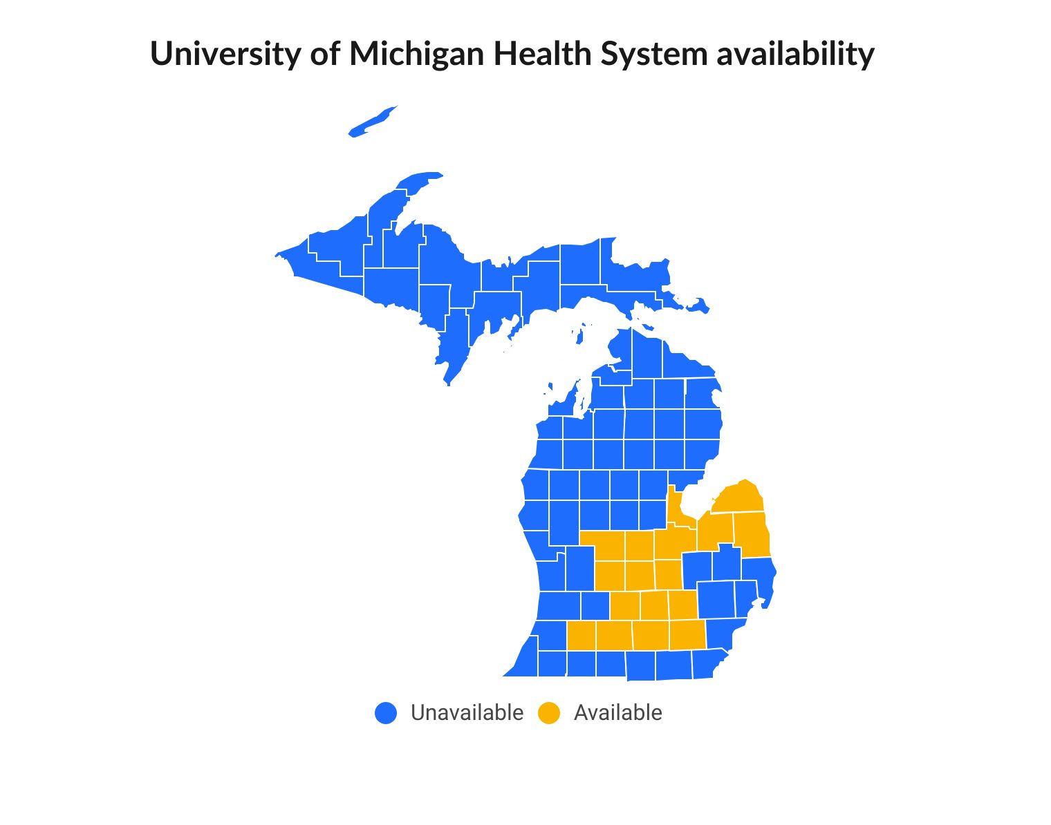 This map shows where University of Michigan Health System plans are available.