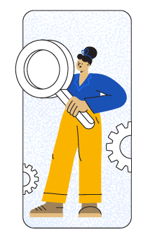 illustration of woman holding magnifying glass