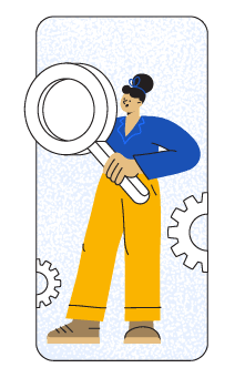 illustration of woman holding magnifying glass